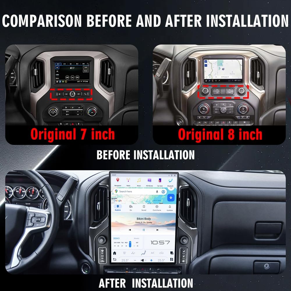 HD Screen GMC Sierra & Chevrolet Silverado 2019–2024 - Android Head Unit Wireless Carplay GPS